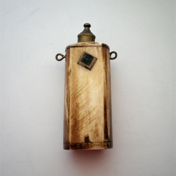 Vintage Solid Brass Camel Bone Perfume Scent Bottle Flakon Made In India - Picture 2 of 5